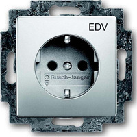 Busch-Jaeger Schutzkontakt Steckdose mit Aufdruck EDV 20 EUCKS DV 866 edelstahl, Retail