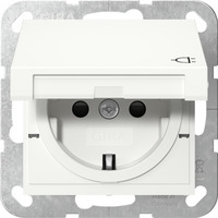 Gira Schutzkontaktsteckdose Typ F 16 Ampere 250 Volt mit Klappdeckel und erhöhtem Berührungsschutz weiß (glänzend), Retail