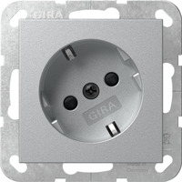 Gira Schutzkontaktsteckdose mit um 30 Grad gedrehtem Einsatz und erhöhtem Berührungsschutz aluminium, Retail