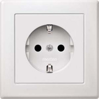 Merten Schutzkontakt-Steckdose Schuko mit erhöhtem Berührungsschutz, Unterputz, 16 Ampere, 250 Volt weiß (matt), Retail