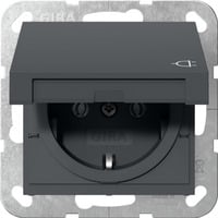 Gira Schutzkontakt-Steckdose Typ F 16 Ampere 250 Volt mit Klappdeckel System 55 anthrazit, Retail