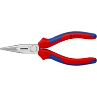 KNIPEX Flachrundzange 25 02 160 , Greifzange gezahnte Griffflächen, Schneiden mit Facetten