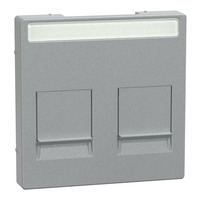 Merten Zentralplatte zweifach mit Beschriftungsfeld für Modular Jack Steckverbinder aluminium, Retail