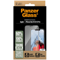 PanzerGlass Displayschutz Ultra-Wide Fit, Schutzfolie transparent, iPhone 16e / 14 / 13 / 13 Pro, EasyAligner