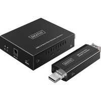 Digitus USB 3.2 Gen1 Fiber Extender, 5Gbps, 4 Ports, 300 Meter, USB-Extender schwarz, 3x USB-A, 1x USB-C