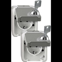 Merten Schutzkontakt-Steckdose Schuko Aufputz mit Schraubklemmen, IP44, 16 Ampere, 250 Volt hellgrau, Retail