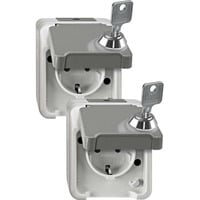 Merten Schutzkontakt-Steckdose Schuko Aufputz mit Schraubklemmen, IP44, 16 Ampere, 250 Volt hellgrau, Retail