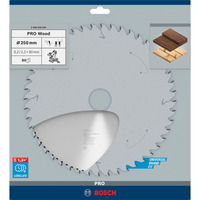 Bosch PRO Wood Kreissägeblatt, Ø 250mm, 80Z Bohrung 30mm, für Kapp- & Gehrungssägen