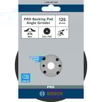 Bosch PRO Backing Pad, Stützteller für Fiberschleifscheiben 125mm, M14, Schleifteller weich, für Winkelschleifer mit Spannmutter