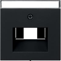 Gira Abdeckung für Universal-Anschluss-Einsätze und Netzwerk-Anschlussdose mit Beschriftungsfeld, matt lackiert schwarz, Retail