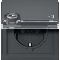 Gira Schutzkontaktsteckdose Typ F 16 Ampere 250 Volt mit Klappdeckel und Schloss anthrazit, Retail