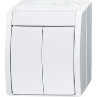 Busch-Jaeger Serienschalter 2601/5 Wippe Taste mit Komplettgehäuse weiß (matt), Retail