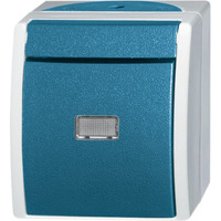 Busch-Jaeger Taster Schließer gemäß ASV, 1-polig, mit Beleuchtung, Aufputz, IP44, Typ 2621 WGL-53 blaugrün, Retail