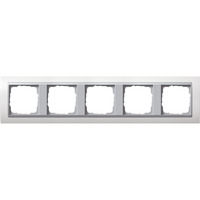 Gira Abdeckrahmen fünffach mit Aluminium-Zwischenrahmen Event, Abdeckung weiß (matt), Retail