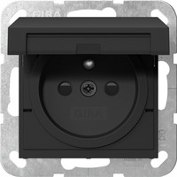 Gira Steckdose mit Erdungsstift Klappdeckel und erhöhtem Berührungsschutz schwarz, Retail