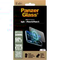 PanzerGlass Gaming Displayschutz Ultra-Wide Fit, Schutzfolie transparent, iPhone 16 / 15, EasyAligner