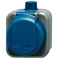 Busch-Jaeger Steckdose Bajonettverschluss CEE 7/3 Typ F mit Erdungsclips, 16 Ampere, 250 Volt blau, Retail