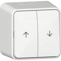 Gira Wipp-Jalousieschalter mit Pfeilsymbolen und Montageplatte Aufputz weiß, Retail