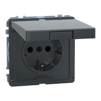 Merten Schutzkontakt-Steckdose mit Klappdeckel und erhöhtem Berührungsschutz, Unterputz, 16 Ampere, 250 Volt anthrazit, Retail