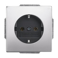 Busch-Jaeger Steckdosen-Einsatz Edelstahl mit Steckanschluss Typ 20 EUC-866, 16 Ampere, 250 Volt edelstahl, Retail