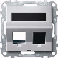 Merten Schrägauslass zweifach Aluminium, Abdeckung aluminium, Retail