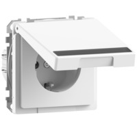 Merten Schutzkontaktsteckdose mit Klappdeckel weiß, Retail