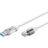 goobay Ethernet-Adapterkabel USB-A 3.2 Gen1 > RJ-45, Slim weiß, 15 Meter
