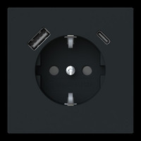 Busch-Jaeger Schutzkontaktsteckdose mit USB Typ A und USB Typ C Anschlüssen schwarz, Retail