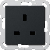 Gira Steckdose British Standard 13 Ampere 250 Volt mit Shutter und Schraubklemmen schwarz, Retail