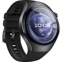 Huawei Watch 5 46mm (Rates-L19F), Smartwatch schwarz, Fluoroelastomer-Armband in schwarz, Gehäuse aus Edelstahl