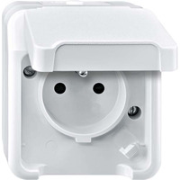 Merten Steckdosen-Einsatz Schutzkontaktstift mit Klappdeckel, Aufputz, IP44, 16 Ampere, 250 Volt hellgrau, Retail