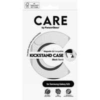 PanzerGlass Kickstand Case, Handyhülle transparent/schwarz, Samsung Galaxy S25, QI-kompatibel