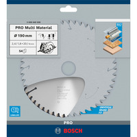 Bosch Professional PRO Multi Material Kreissägeblatt, Ø 190mm, 54Z Bohrung 20mm, für Handkreissägen