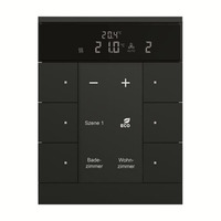 Busch-Jaeger Heizungs-, Lüftungs- und Klimagerät, 6-fach Bedienelement, matt, Unterputz, SBR/U6.0.11-885, Bedienteil schwarz (matt), Retail