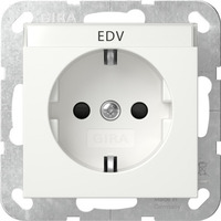 Gira Schutzkontaktsteckdose Typ F 16 Ampere 250 Volt mit Beschriftungsfeld und erhöhtem Berührungsschutz weiß, Retail