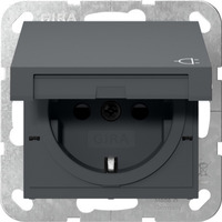 Gira Schutzkontaktsteckdose Typ F 16 Ampere 250 Volt mit Klappdeckel und erhöhtem Berührungsschutz anthrazit, Retail