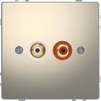 Merten Steckdose mit zwei Cinch-Steckbuchsen für Audio Anschluss grau, Retail