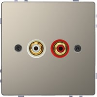 Merten Steckdose mit zwei Cinch-Steckbuchsen für Audio Anschluss grau, Retail