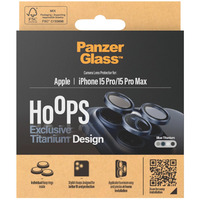 PanzerGlass Hoops Titanium Kameraschutz, Schutzfolie blau, iPhone 15 Pro / 15 Max