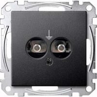 Merten Steckdosen Einsatz mit zwei einpoligen Einbausteckern nach DIN 42801 anthrazit, Retail