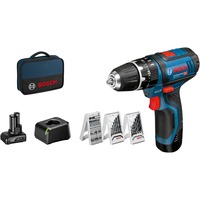 Bosch Akku-Schlagbohrschrauber GSB 12V-15 Professional, 12 Volt blau/schwarz, Li-Ionen Akku 2,0Ah, Li-Ionen Akku 4,0Ah, Bohrer- & Bit-Set