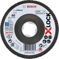 Bosch PRO X571 X-LOCK Fächerschleifscheibe, Ø 125mm, K60 Bohrung 22,23mm, abgewinkelt