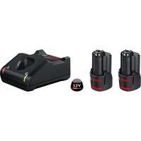 Bosch Professional PRO Starter-Set 12V (2x GBA 12V 2.0Ah + GAL 12V-40 Professional) schwarz, 2x Akku + Ladegerät