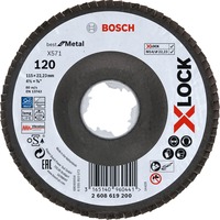Bosch Professional PRO X571 X-LOCK Fächerschleifscheibe, Ø 115mm, K120 Bohrung 22,23mm, abgewinkelt