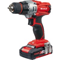 Einhell Akku-Bohrschrauber TE-CD 18/2 Li Kit rot/schwarz, 2x Li-Ionen Akku 1,5Ah, Koffer