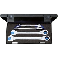 GEDORE Satz Maulschlüssel mit Ringratsche, 5-teilig, Schraubenschlüssel im Kunststoffkasten