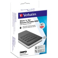 Verbatim Store 'n' Go Secure 1 TB, Externe Festplatte schwarz/silber, USB-C 3.2 (5 Gbit/s)