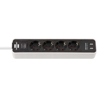 Brennenstuhl Ecolor Steckdosenleiste 4-fach, 2x USB-A weiß/schwarz, 1,5 Meter Kabel, USB-A, mit Sicherheitsschalter