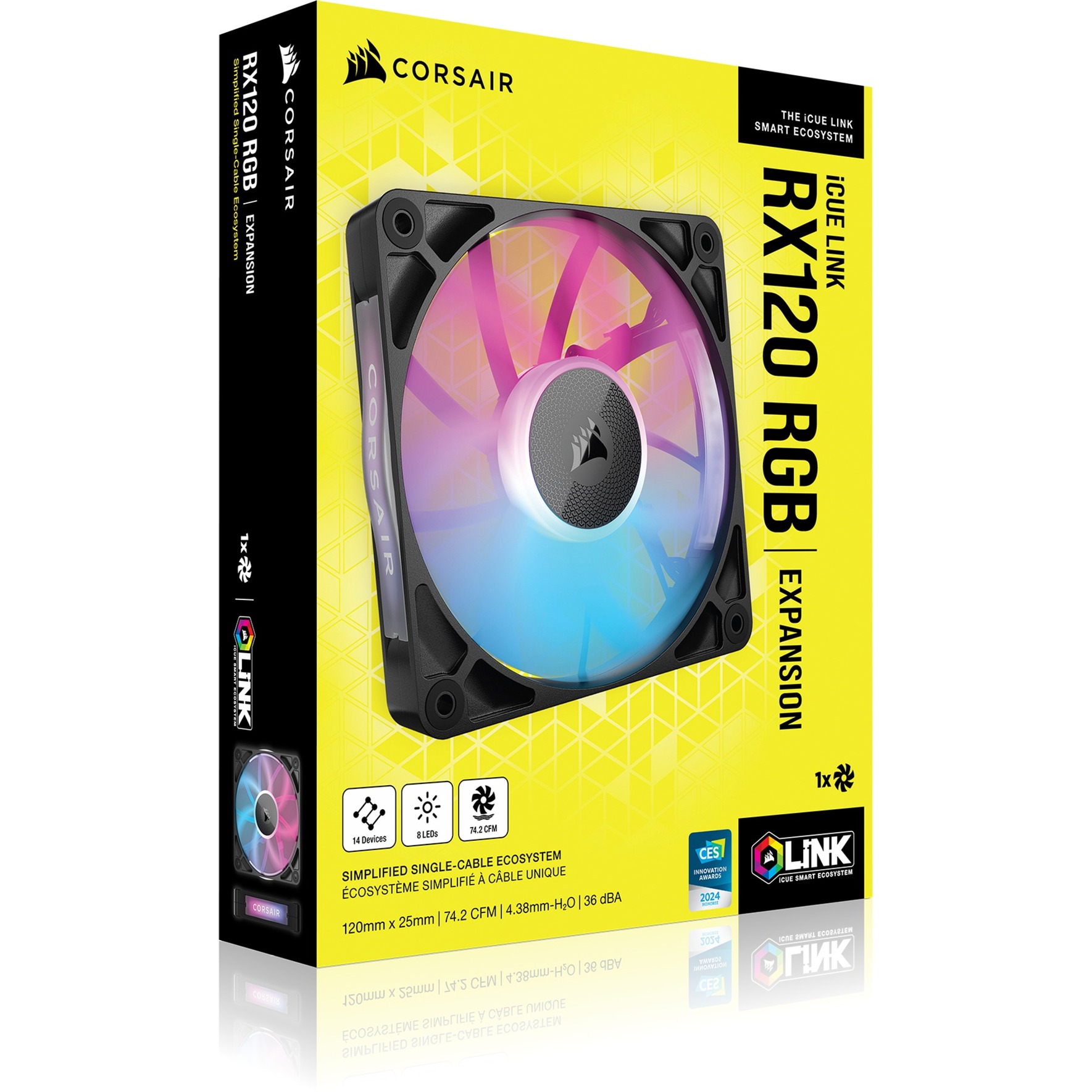 Corsair iCUE LINK RX120 RGB, Gehäuselüfter schwarz, 120 mm