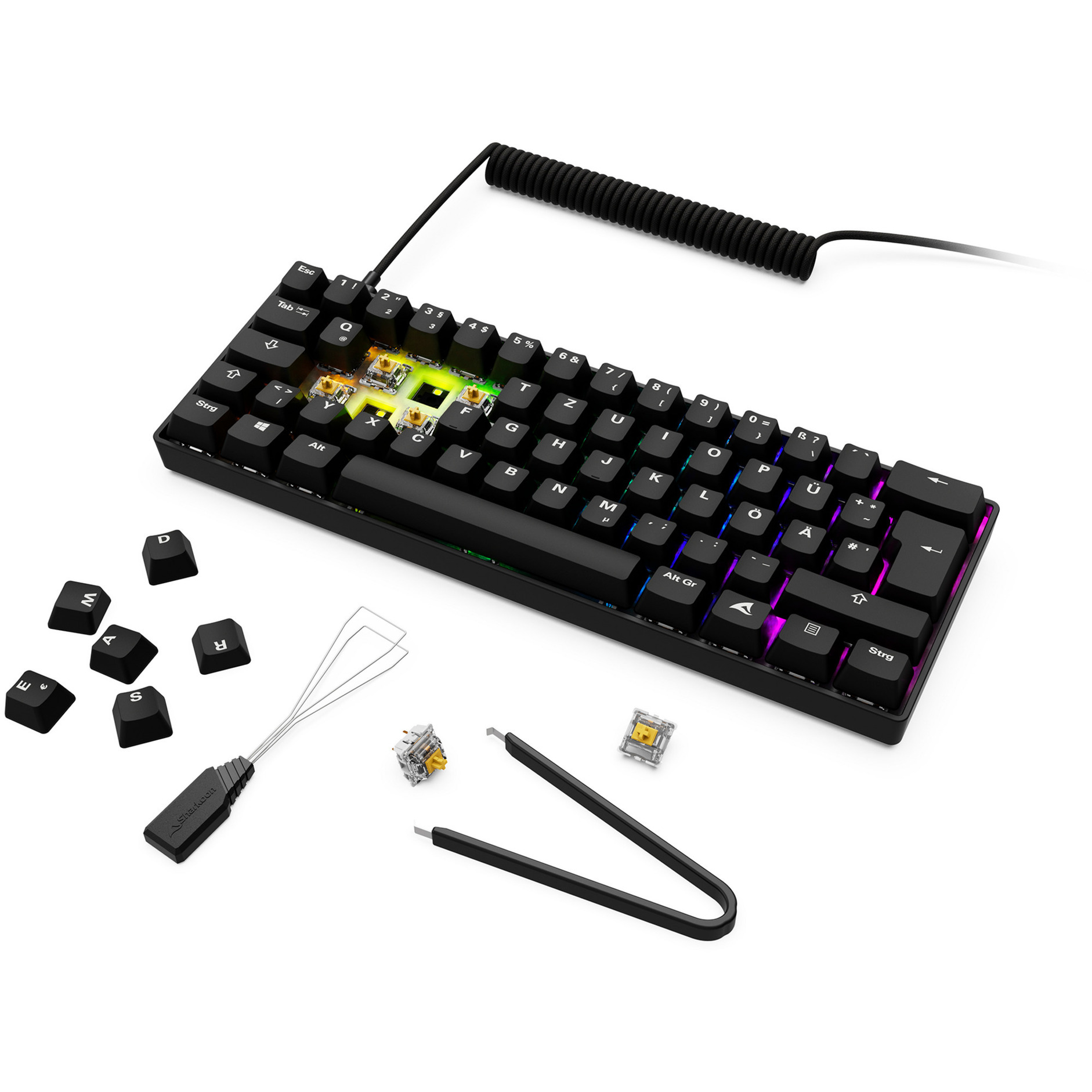 Sharkoon SKILLER SGK50 S4 Gen2 PBT, Gaming-Tastatur schwarz, DE-Layout, Gateron G Pro 3.0 Yellow
